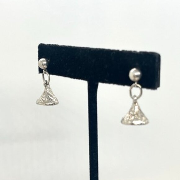 VINTAGE STERLING SILVER HERSHEY KISSES DANGLE EARRINGS PIERCED JCF SIGNED KISS - Picture 4 of 11